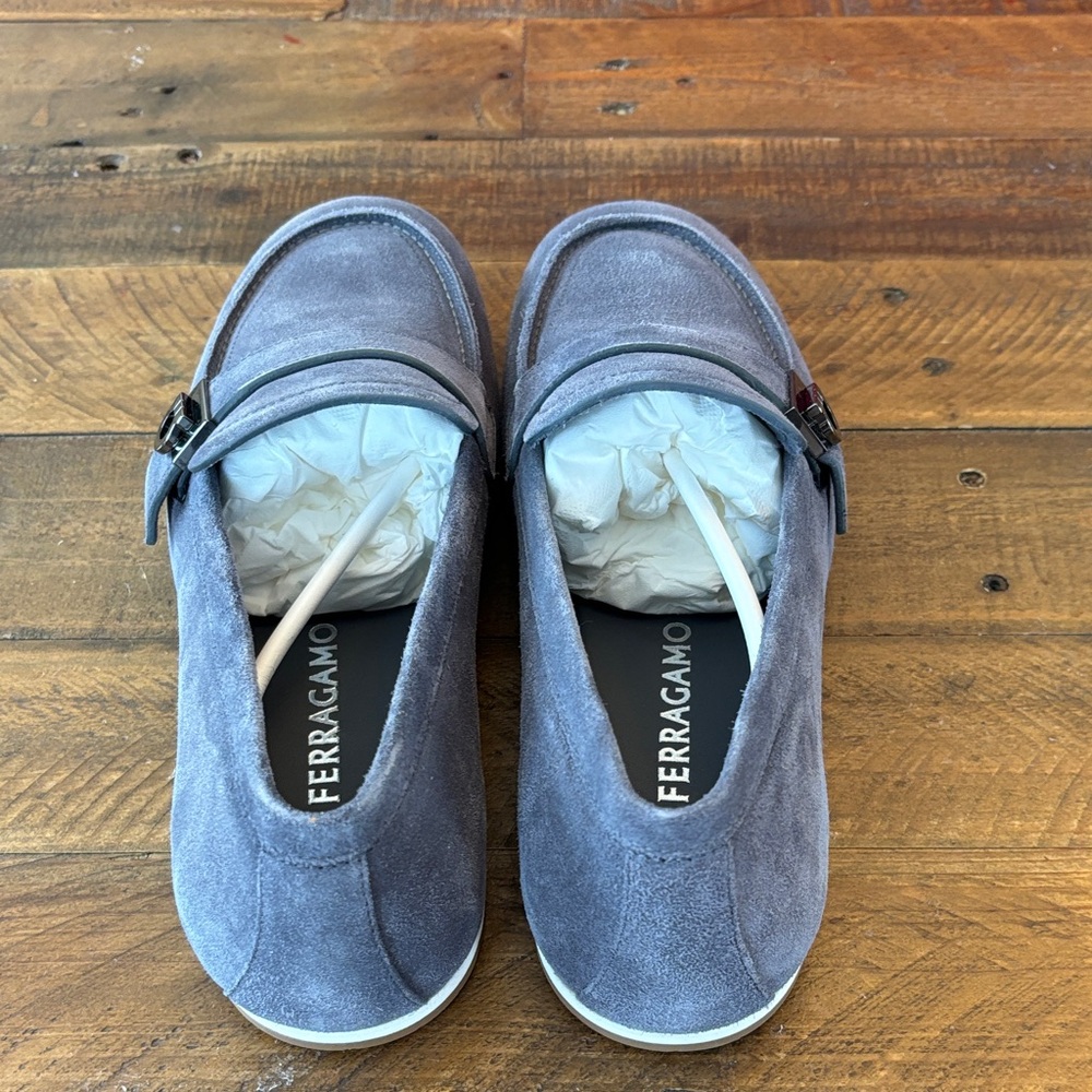 Salvatore Ferragamo Men's Suede Loafers in Gray - Picture 6 of 7